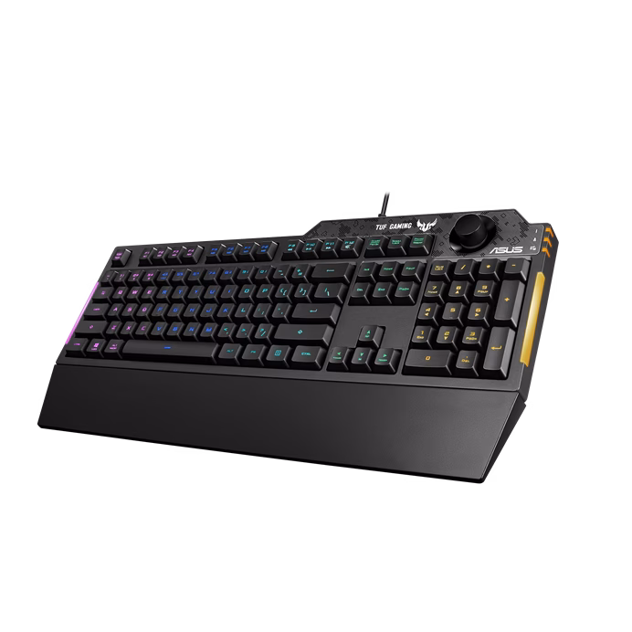 ASUS TUF Gaming K1 RGB keyboard with dedicated volume knob, spill-resistance, side light bar and Armoury Crate