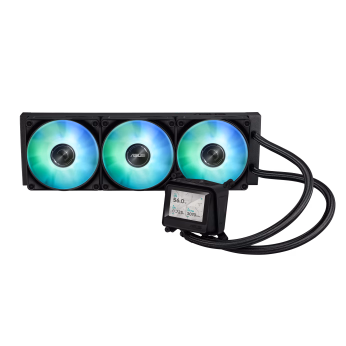 MAX Gaming LC 360 ARGB LCD all-in-one CPU liquid cooler with advanced cooling performance, vivid 2.4” IPS screen, pre-installed ARGB fans and Aura lighting.